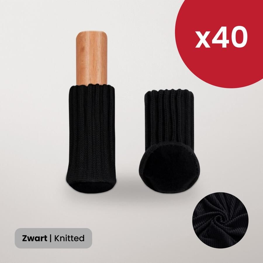 BankhoesDiscounter Stoelpoot Beschermers – Vloerbeschermers Stoel Sokken – Stoelpoot Doppen – Vloerbeschermer 20-60mm – Zwart – 40 Stuks
