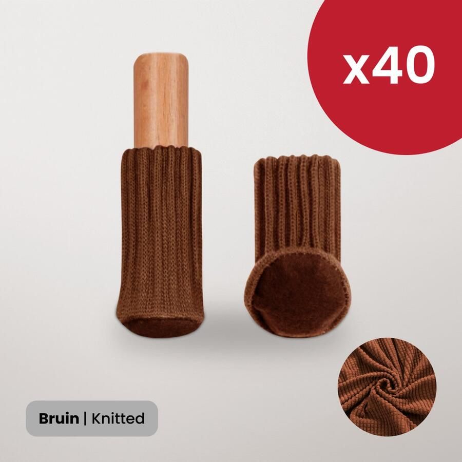 BankhoesDiscounter Stoelpoot Beschermers – Vloerbeschermers Stoel Sokken – Stoelpoot Doppen – Vloerbeschermer 20-60mm – Bruin – 40 Stuks