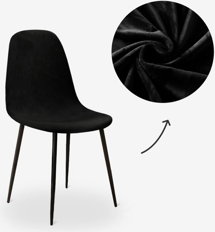 BankhoesDiscounter Velvet Kuipstoel Hoes – Eetkamer Stoelhoezen – Zetelhoes Hoezen voor Kuipstoelen – Stoelbeschermers met Armleuning Stoelhoezen Stretch Zwart - Foto 2