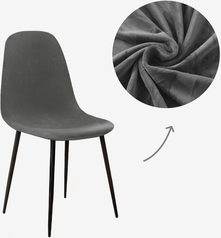 BankhoesDiscounter Velvet Kuipstoel Hoes – Eetkamer Stoelhoezen – Zetelhoes Hoezen voor Kuipstoelen – Stoelbeschermers met Armleuning Stoelhoezen Stretch Grijs - Foto 2