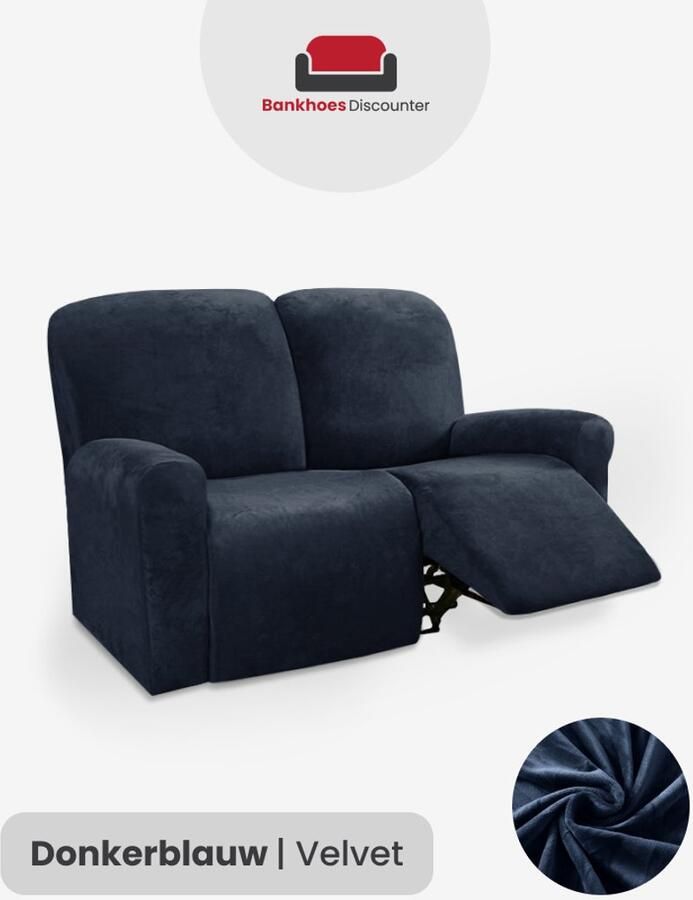 BankhoesDiscounter Velvet Recliner Fauteuil Hoes – Relaxzetel – Relax Sofa Hoes – Bankbeschermer – Zetel Hoes Sofa Cover M2 (122-165cm) Donkerblauw