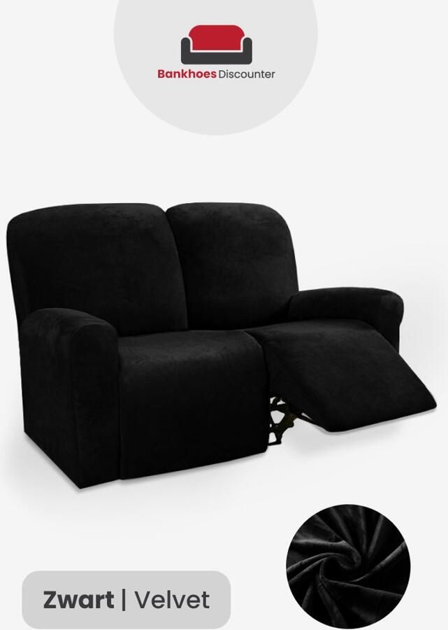 BankhoesDiscounter Velvet Recliner Fauteuil Hoes – Relaxzetel – Relax Sofa Hoes – Bankbeschermer – Zetel Hoes Sofa Cover M2 (122-165cm) Zwart