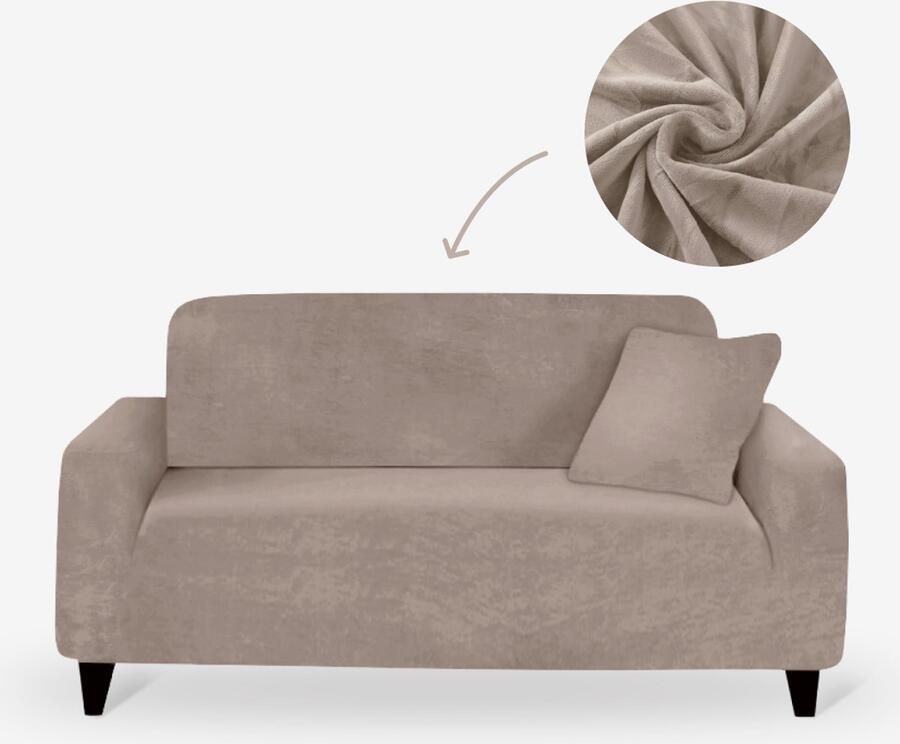 BankhoesDiscounter Velvet Voorgevormde Bankhoes – M1 (80-130cm) – Champagne – Sofa Cover – Bankbeschermer – Bankhoes Stretch