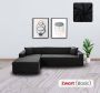 BankhoesDiscounter Basic Hoekbank Hoes – Hoekbank – Sofa Cover – Bankbeschermer – Bankhoezen Voor Hoekbank – Zwart – Set van M3 + M3 - Thumbnail 1