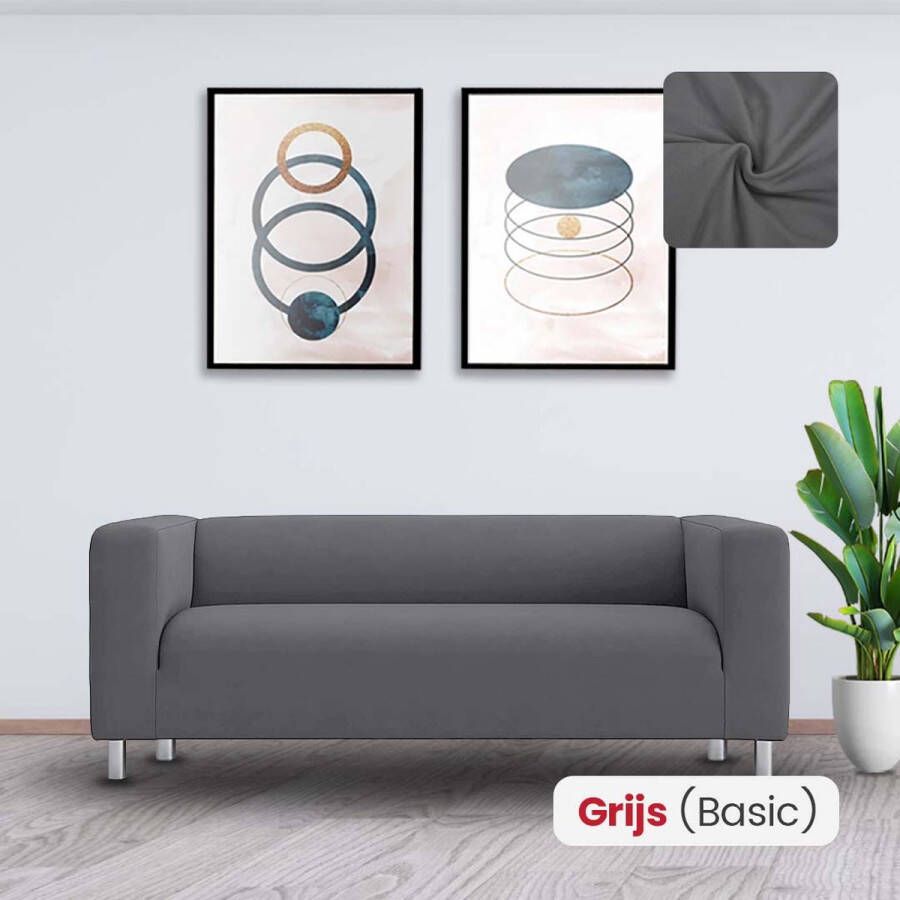 BankhoesDiscounter Basic Hoge Armleuning Bankhoes – M2 (130-175cm) – Grijs – Sofa Cover – Bankbeschermer – Bankhoes Stretch - Foto 2