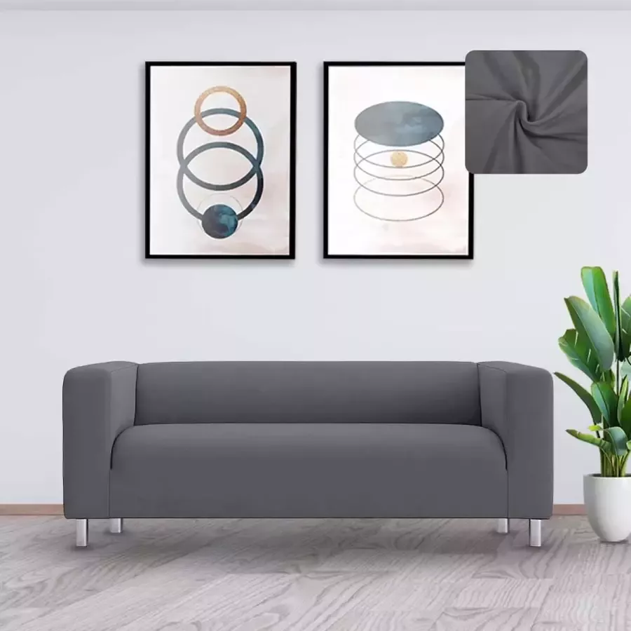 BankhoesDiscounter Basic Hoge Armleuning Bankhoes – M1 (80-130cm) – Grijs – Sofa Cover – Bankbeschermer – Bankhoes Stretch