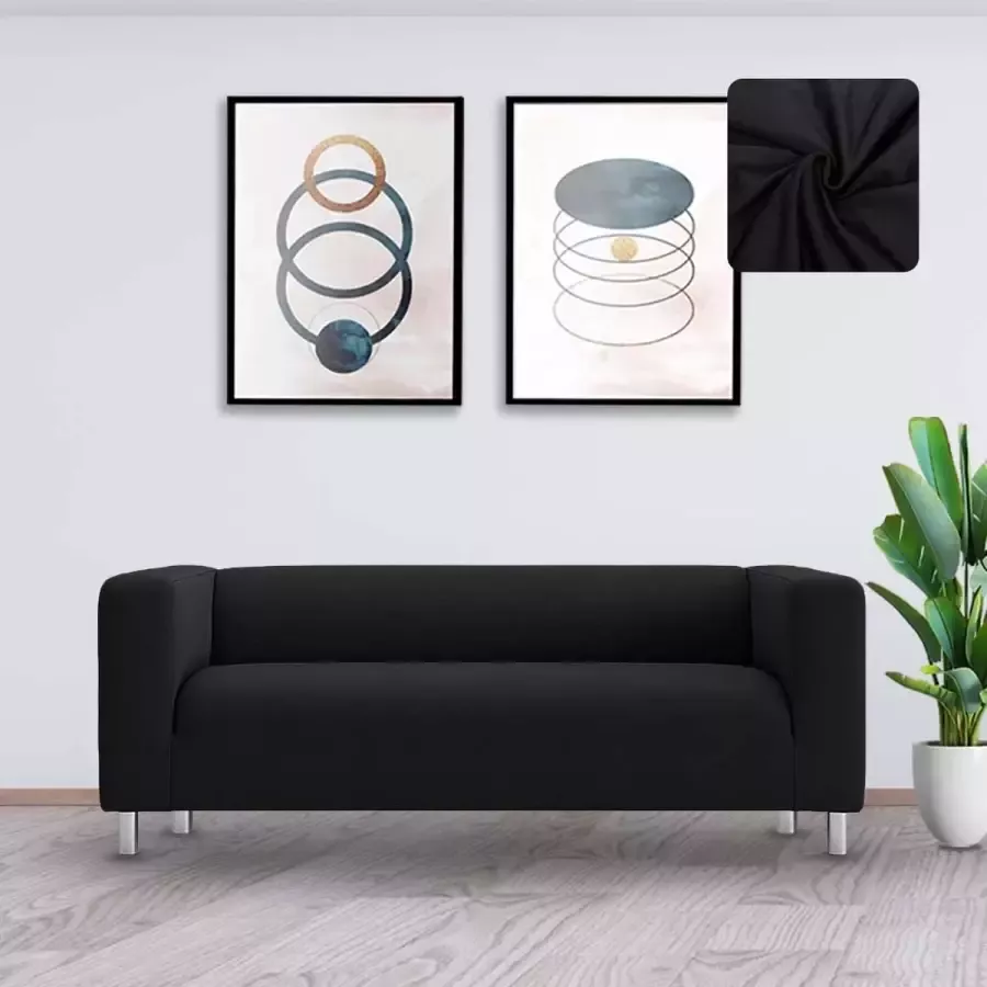 BankhoesDiscounter Basic Hoge Armleuning Bankhoes – M3 (175-220cm) – Zwart – Sofa Cover – Bankbeschermer – Bankhoes Stretch