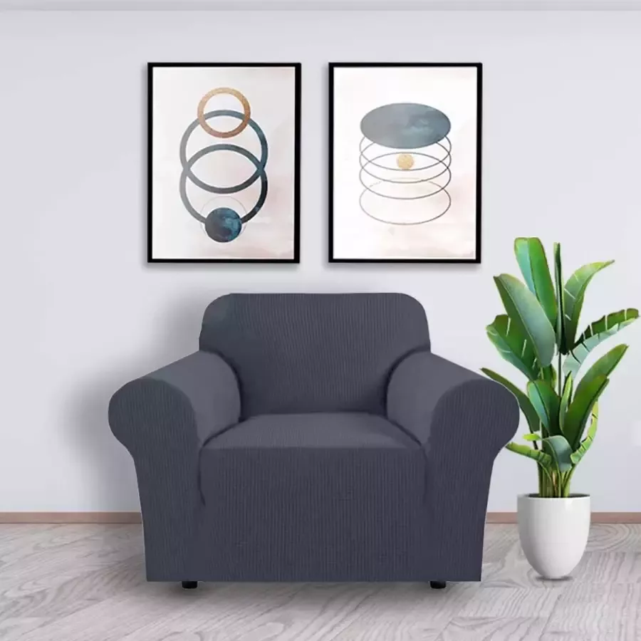 BankhoesDiscounter Knitted Bankhoes Sofa cover Meubelhoes Bank hoes Zetel hoes Bank beschermer 1-zits Donker Grijs 80 120cm