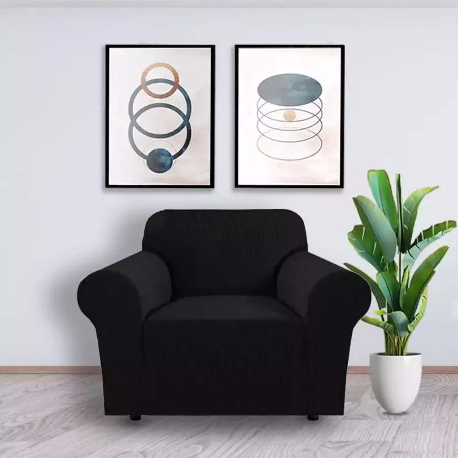 BankhoesDiscounter Knitted Bankhoes Sofa cover Meubelhoes Bank hoes Zetel hoes Bank beschermer 1-zits Zwart 80 120cm