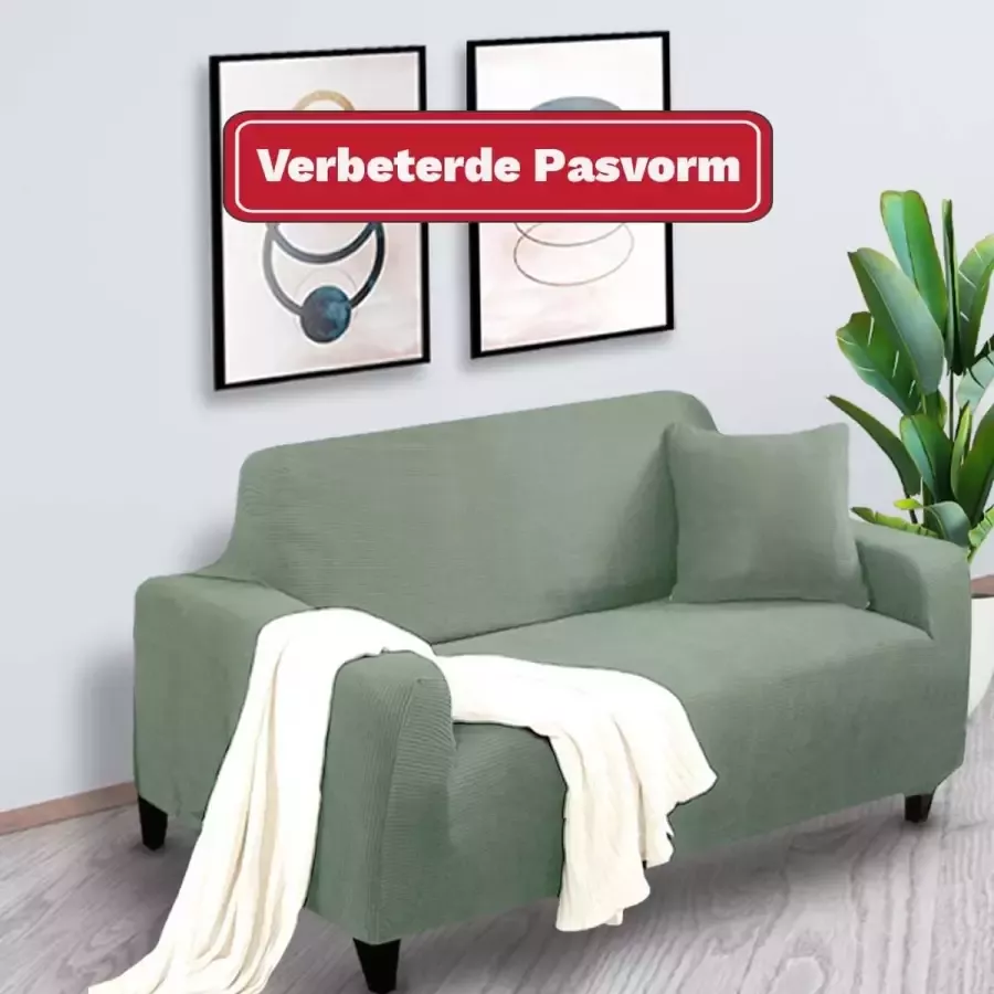 BankhoesDiscounter Knitted Bankhoes 145 178cm Sofa cover Meubelhoes Bank hoes Zetel hoes Bank beschermer 2-zits Groen