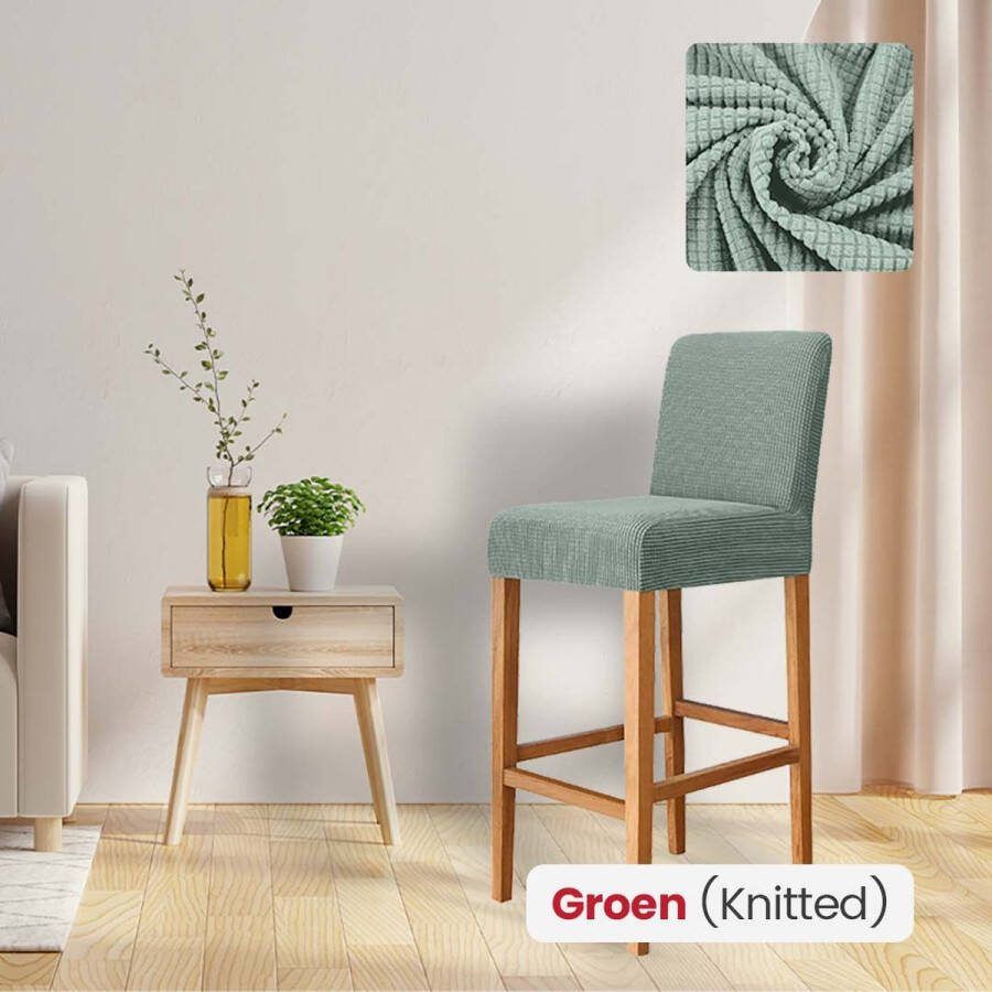 BankhoesDiscounter Knitted Barstoel Hoes – Barkruk Hoes – Groen – Barstoel – Barkruk Beschermer – Hoes Voor Barstoel