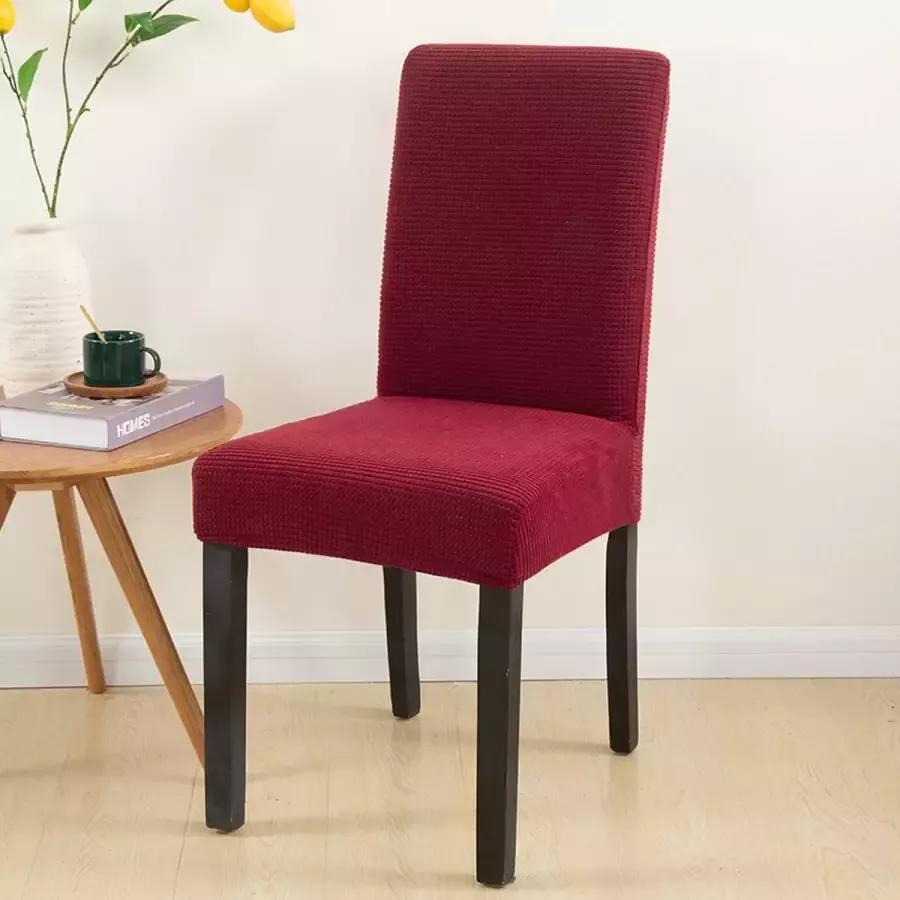BankhoesDiscounter Knitted Stoelhoes Maat L Bordeaux Rood Hoes voor eetkamer stoelen Stoelhoezen eetkamerstoelen - Foto 3