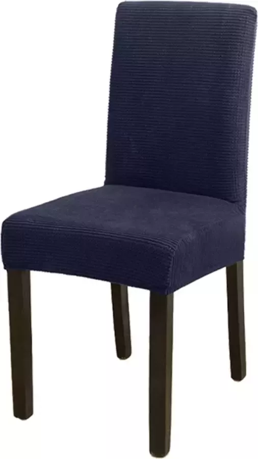 BankhoesDiscounter Knitted Stoelhoes – Donkerblauw – Eetkamer Stoelhoezen – Stoelhoezen Eetkamerstoelen – Stoelhoezen Stretch - Foto 2