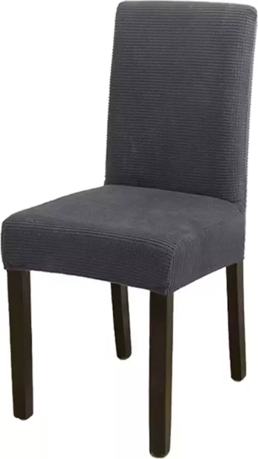 BankhoesDiscounter Knitted Stoelhoes Maat L Grijs Hoes voor eetkamer stoelen Stoelhoezen eetkamerstoelen - Foto 2