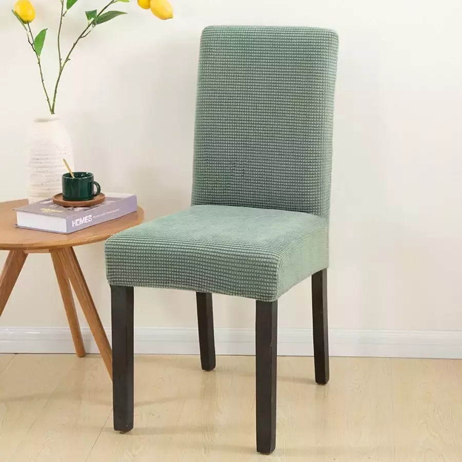 BankhoesDiscounter Knitted Stoelhoes – Groen – Eetkamer Stoelhoezen – Stoelhoezen Eetkamerstoelen – Stoelhoezen Stretch - Foto 3