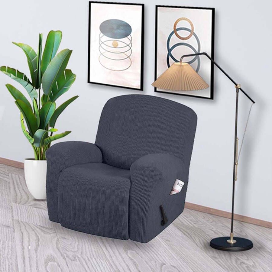 BankhoesDiscounter Knitted Fauteuil Recliner hoes Grijs- Hoes voor uw Relax stoel Relax Zetel