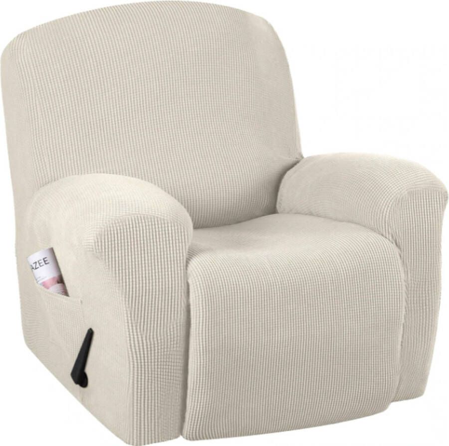 BankhoesDiscounter Knitted Fauteuil Recliner hoes Wit Hoes voor uw Relax stoel Relax Zetel