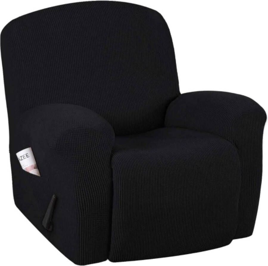 BankhoesDiscounter Knitted Fauteuil Recliner hoes Zwart Hoes voor uw Relax stoel Relax Zetel