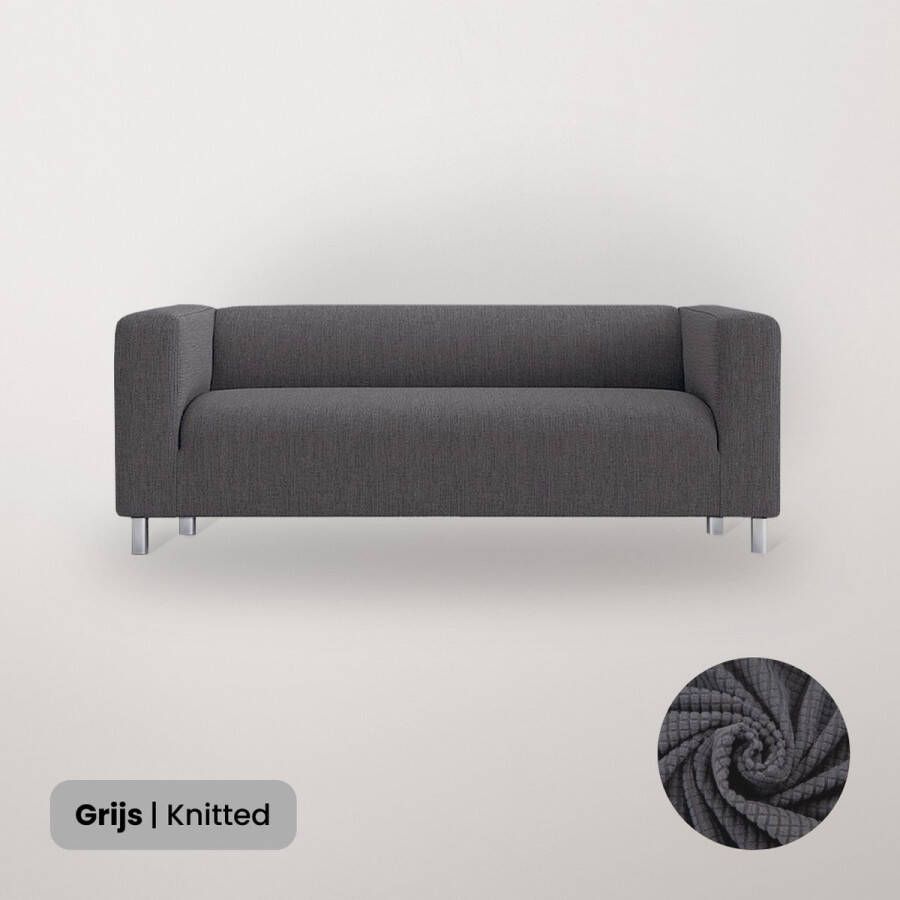 BankhoesDiscounter Knitted Hoge Armleuning Bankhoes – M1 (80-130cm) – Grijs – Sofa Cover – Bankbeschermer – Bankhoes Stretch