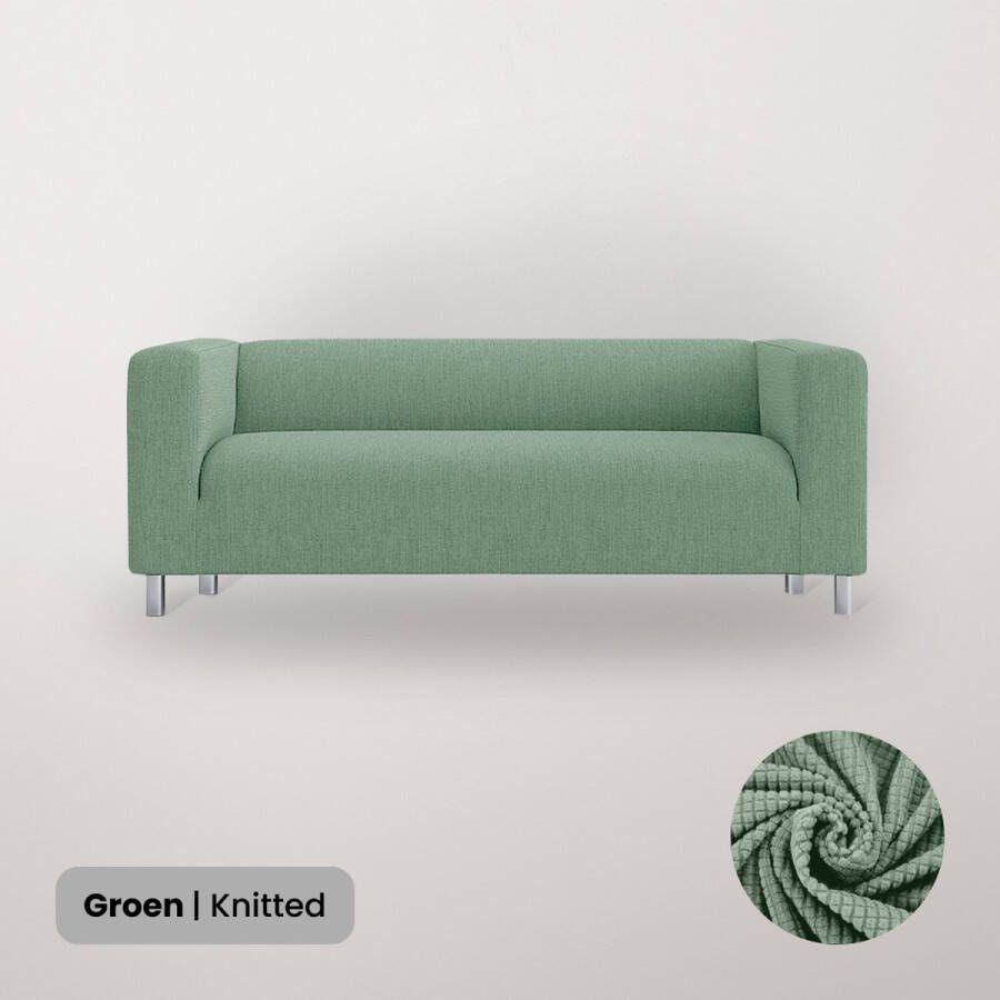 BankhoesDiscounter Knitted Hoge Armleuning Bankhoes – M2 (130-175cm) – Groen – Sofa Cover – Bankbeschermer – Bankhoes Stretch