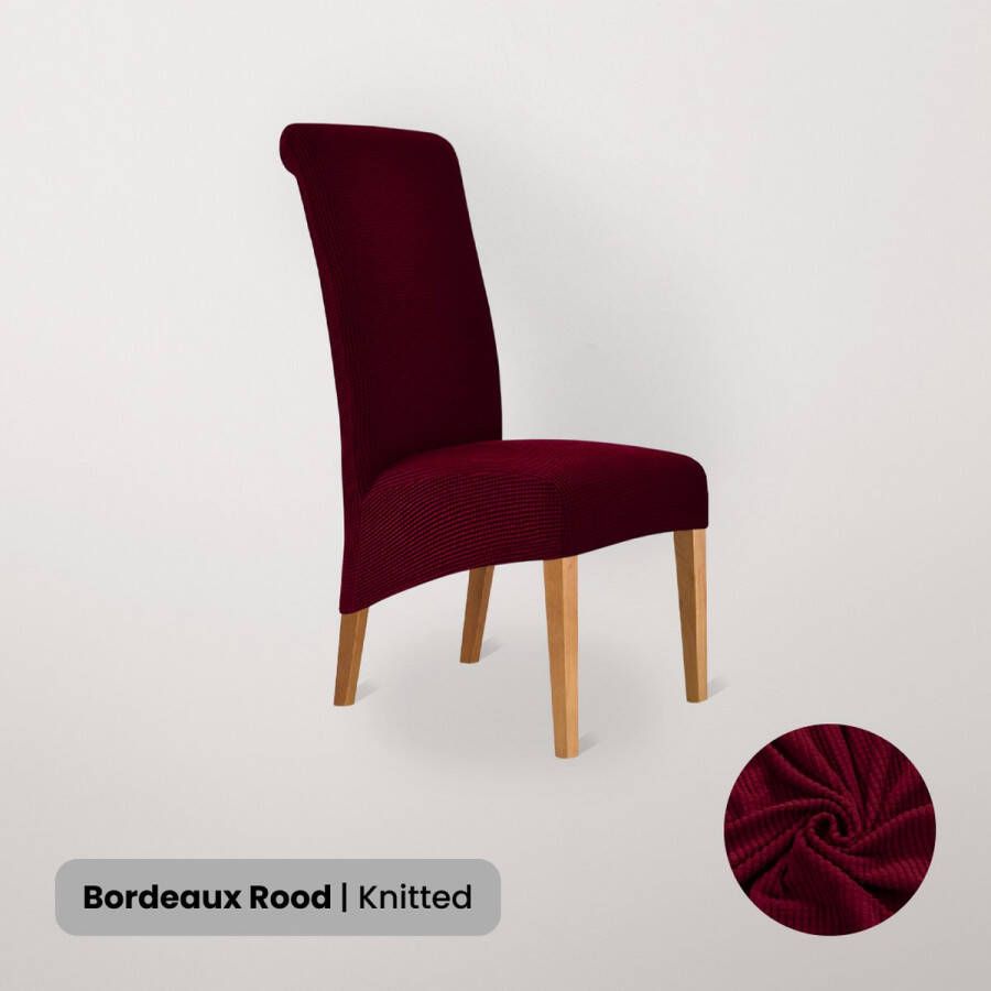 BankhoesDiscounter Knitted Hoge Rugleuning Stoelhoes – Eetkamer Stoelhoezen – Zetelhoes Hoezen voor Eetkamerstoelen Stoelbeschermers Stoelhoezen Stretch Bordeaux Rood
