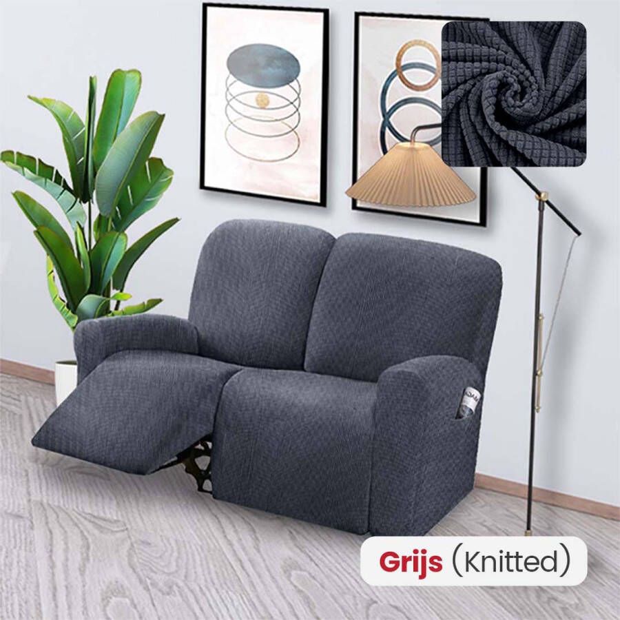 BankhoesDiscounter Knitted Recliner Fauteuil Hoes – Relaxzetel – M2 (122-165cm) – Grijs – Relax Sofa Hoes – Bank Beschermer – Zetel hoes