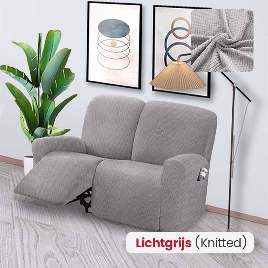 BankhoesDiscounter Knitted Recliner Fauteuil Hoes – Relaxzetel – M2 (122-165cm) – Lichtgrijs – Relax Sofa Hoes – Bank Beschermer – Zetel hoes