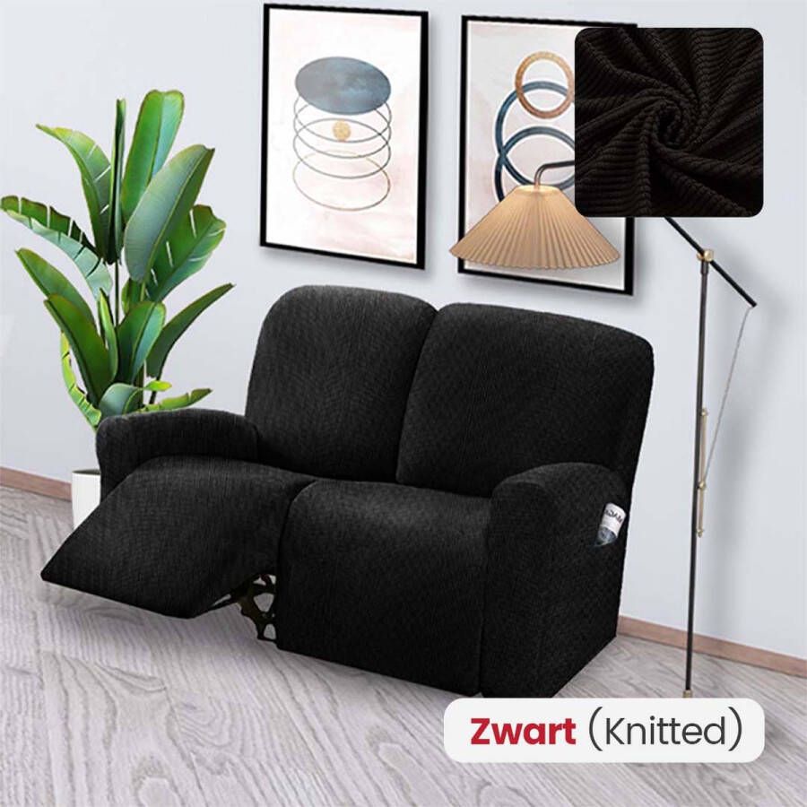 BankhoesDiscounter Knitted Recliner Fauteuil Hoes – Relaxzetel – M2 (122-165cm) – Zwart – Relax Sofa Hoes – Bank Beschermer – Zetel hoes