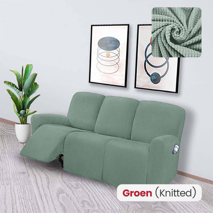 BankhoesDiscounter Knitted Recliner Fauteuil Hoes – Relaxzetel – M3 (175-231cm) – Groen – Relax Sofa Hoes – Bank Beschermer – Zetel hoes