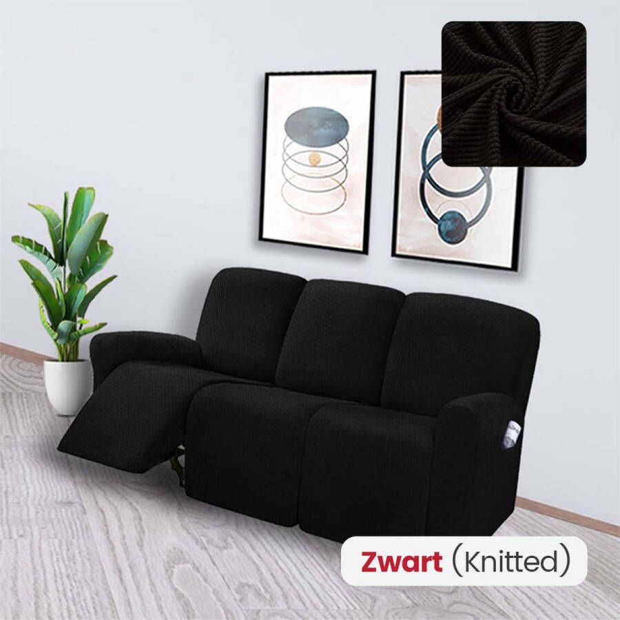 BankhoesDiscounter Knitted Recliner Fauteuil Hoes – Relaxzetel – M3 (175-231cm) – Zwart – Relax Sofa Hoes – Bank Beschermer – Zetel hoes