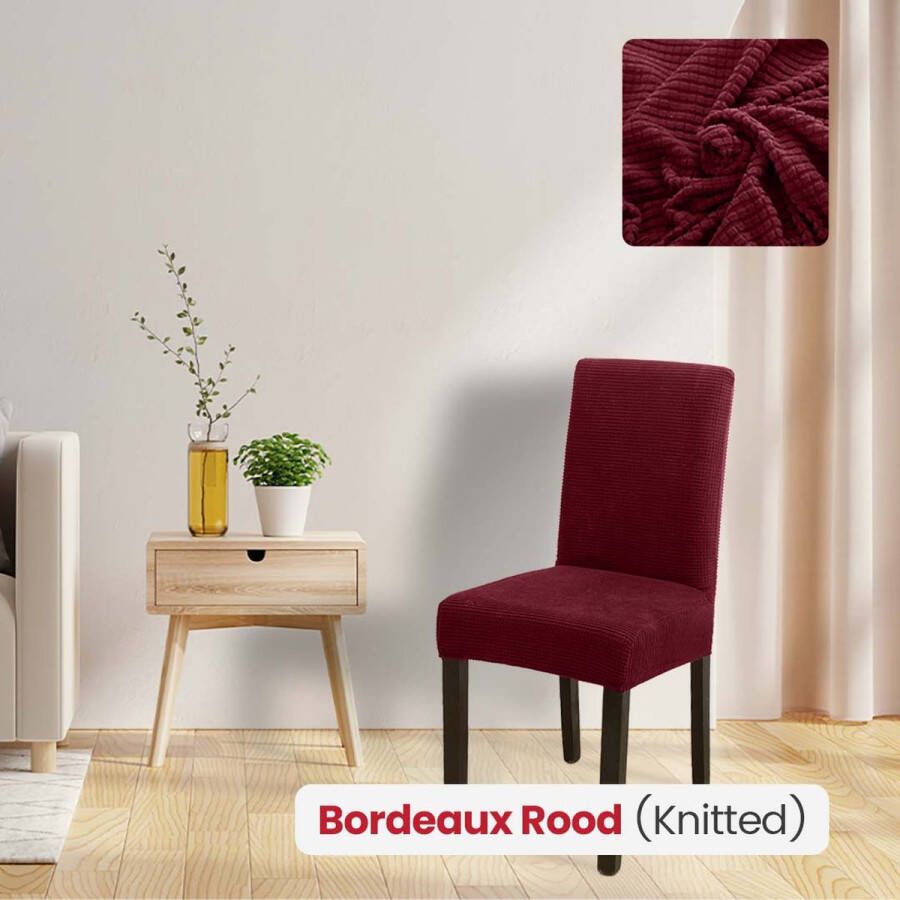 BankhoesDiscounter Knitted Stoelhoes – Maat L – Bordeaux Rood – Eetkamer Stoelhoezen – Stoelhoezen Eetkamerstoelen – Stoelhoezen Stretch