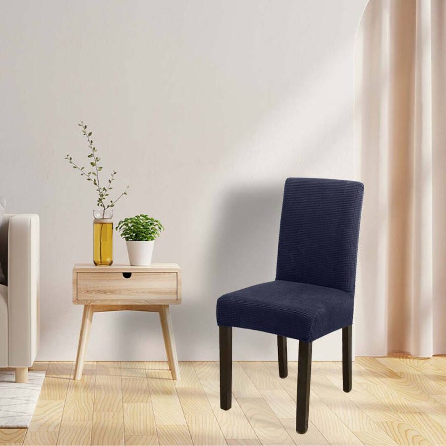 BankhoesDiscounter Knitted Stoelhoes – Eetkamer Stoelhoezen – Zetelhoes Hoezen voor Eetkamerstoelen Stoelbeschermers Stoelhoezen Stretch Donkerblauw - Foto 2