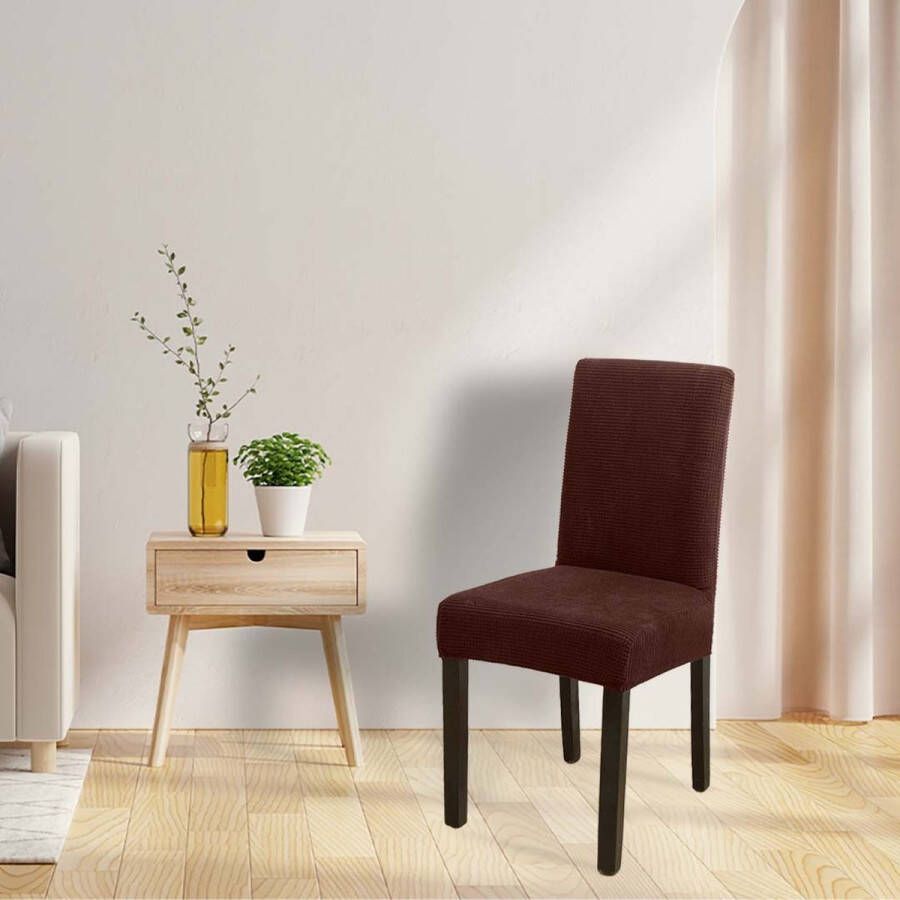 BankhoesDiscounter Knitted Stoelhoes – Eetkamer Stoelhoezen – Zetelhoes Hoezen voor Eetkamerstoelen Stoelbeschermers – Stoelhoezen Stretch Donkerbruin - Foto 3