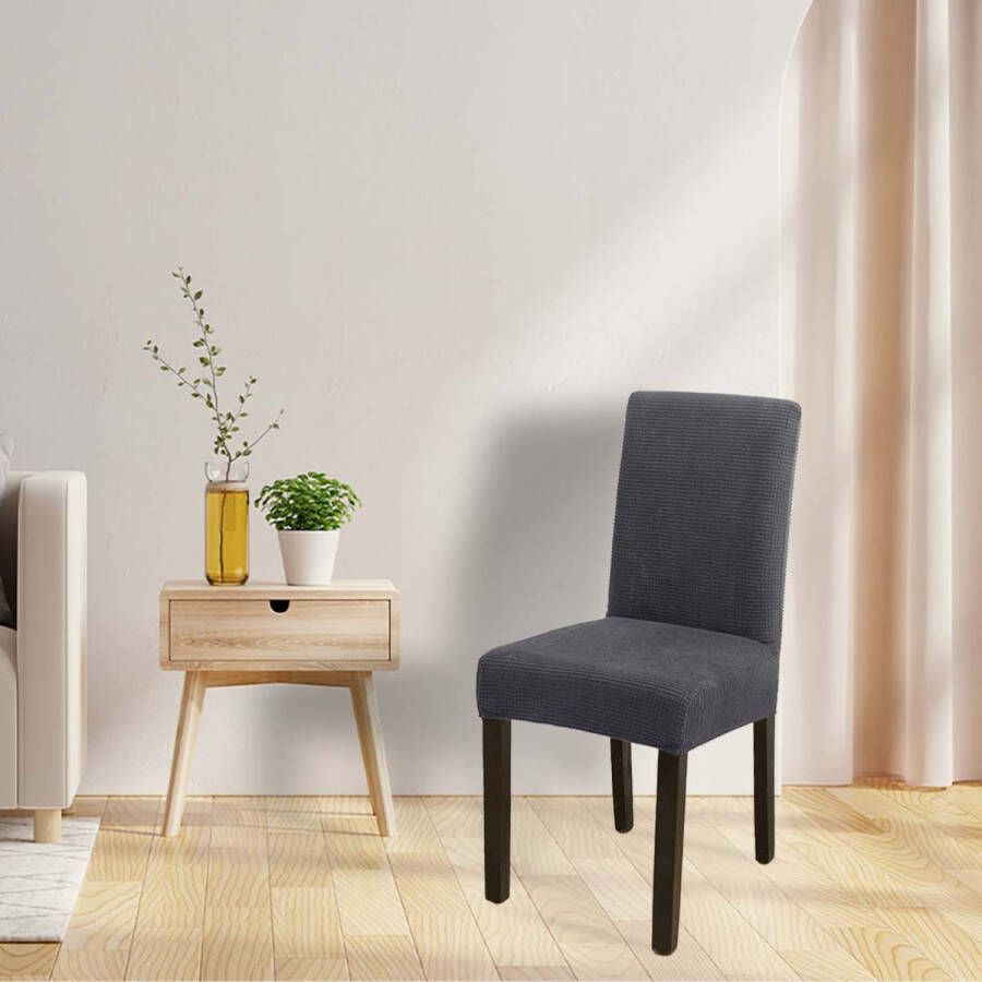 BankhoesDiscounter Knitted Stoelhoes – Eetkamer Stoelhoezen – Zetelhoes Hoezen voor Eetkamerstoelen Stoelbeschermers – Stoelhoezen Stretch Grijs - Foto 2