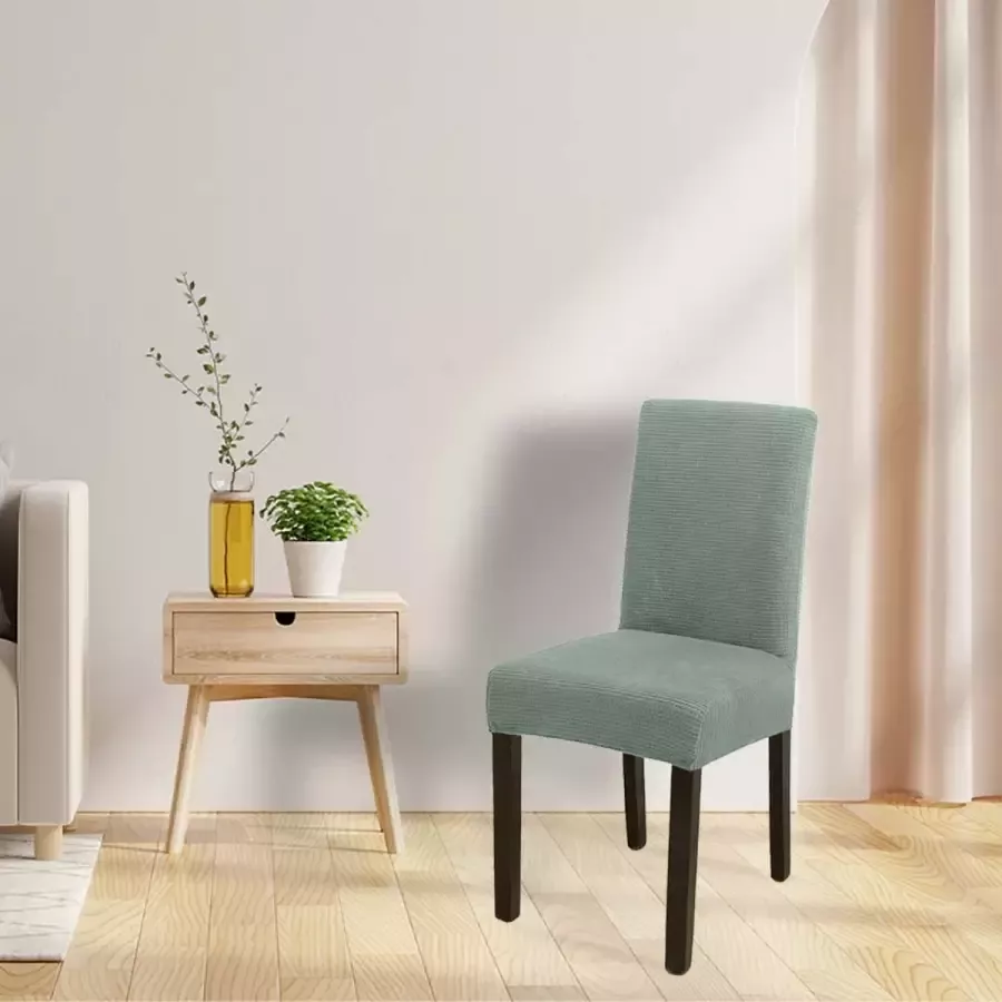 BankhoesDiscounter Knitted Stoelhoes – Groen – Eetkamer Stoelhoezen – Stoelhoezen Eetkamerstoelen – Stoelhoezen Stretch