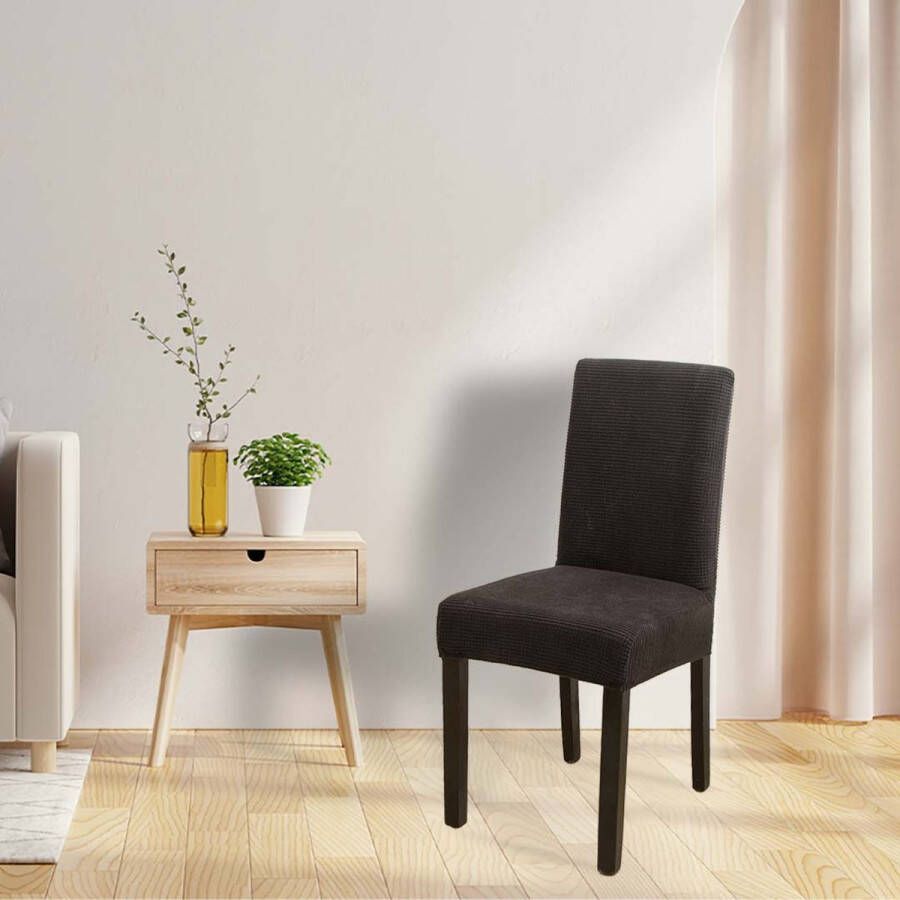 BankhoesDiscounter Knitted Stoelhoes – Eetkamer Stoelhoezen – Zetelhoes Hoezen voor Eetkamerstoelen Stoelbeschermers Stoelhoezen Stretch Zwart - Foto 2