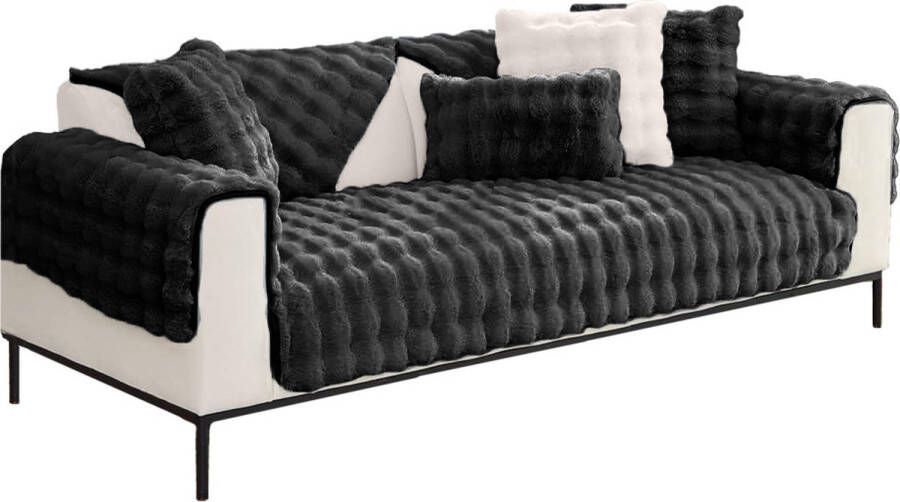 BankhoesDiscounter Plushy Fleece Plaid – 2-zits (120-185cm) – Donkergrijs – Fleece Deken – Bankkleed – Bankbeschermer – Luxe Plaid