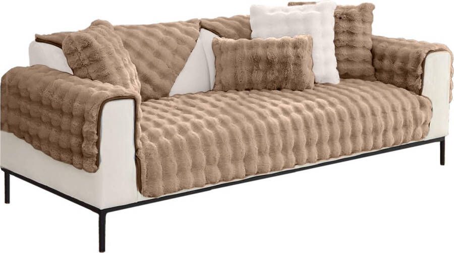 BankhoesDiscounter Plushy Bankkleed – Fleece Deken – Fleece Plaid – Bankbeschermer – Bankhoes – Champagne – 70x70cm - Foto 2