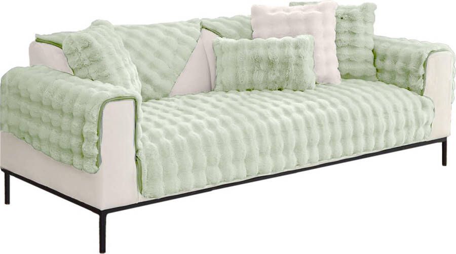 BankhoesDiscounter Plushy Fleece Plaid – 90*160cm – Groen – Fleece Deken – Bankkleed – Bankbeschermer – Luxe Plaid