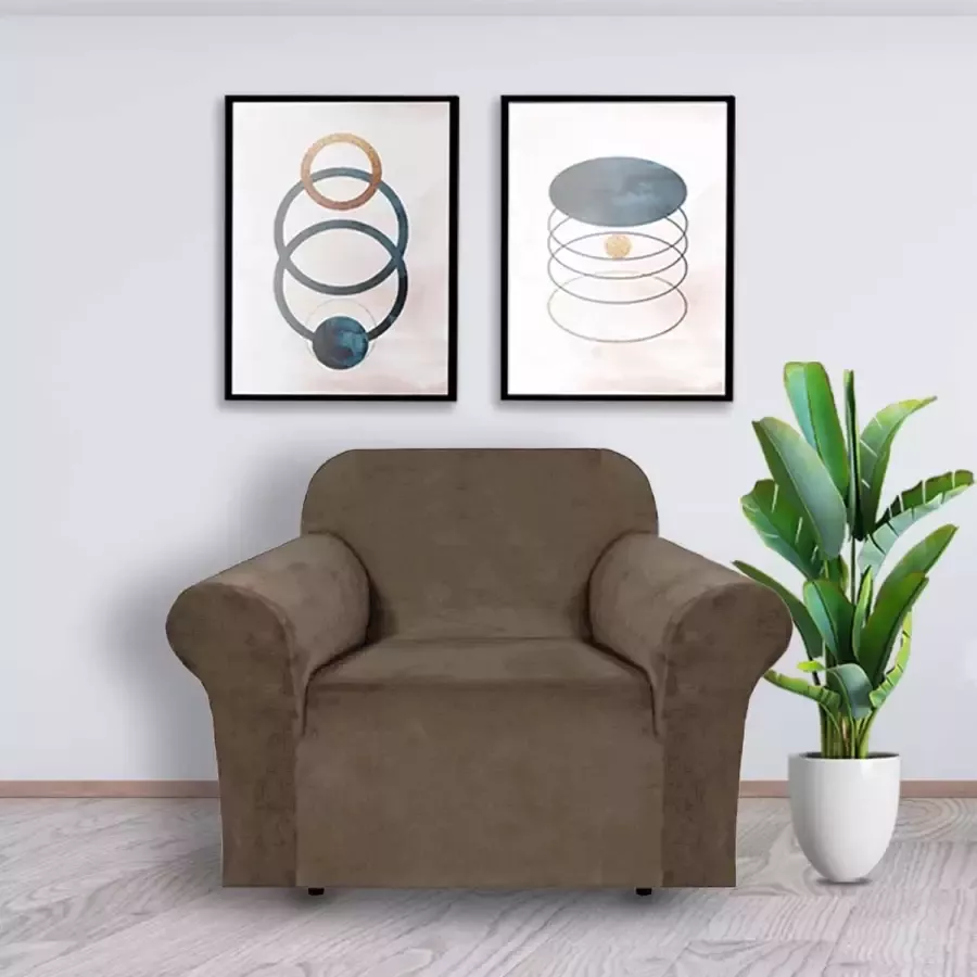 BankhoesDiscounter Velvet Bankhoes Sofa cover Meubelhoes Bank hoes Zetel hoes Bank beschermer 1-zits Champagne 80 120cm