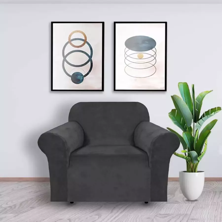 BankhoesDiscounter Velvet Bankhoes Sofa cover Meubelhoes Bank hoes Zetel hoes Bank beschermer 1-zits Grijs 80 120cm