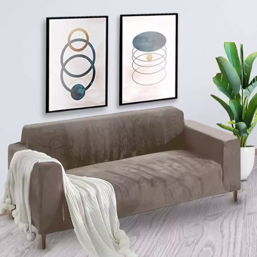 BankhoesDiscounter Velvet Voorgevormde Bankhoes – M4 (220-300cm) – Champagne – Sofa Cover – Bankbeschermer – Bankhoes Stretch