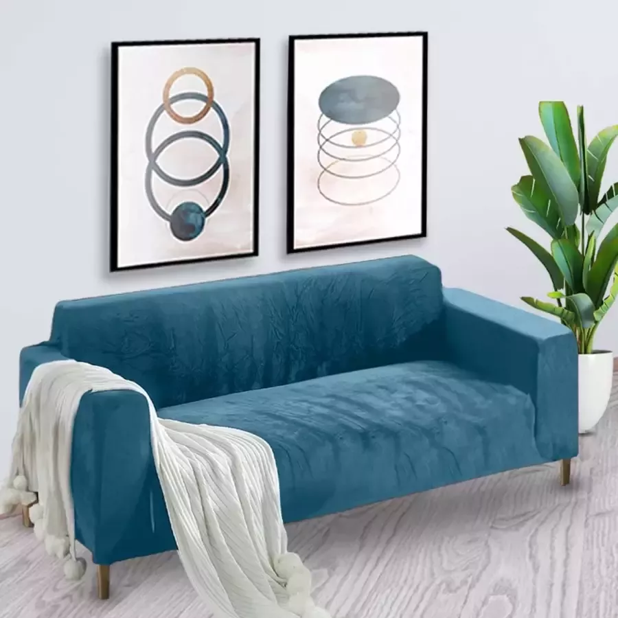 BankhoesDiscounter Velvet Bankhoes Sofa cover Meubelhoes Bank hoes Zetel hoes Bank beschermer 4-zits Ocean 235 280cm