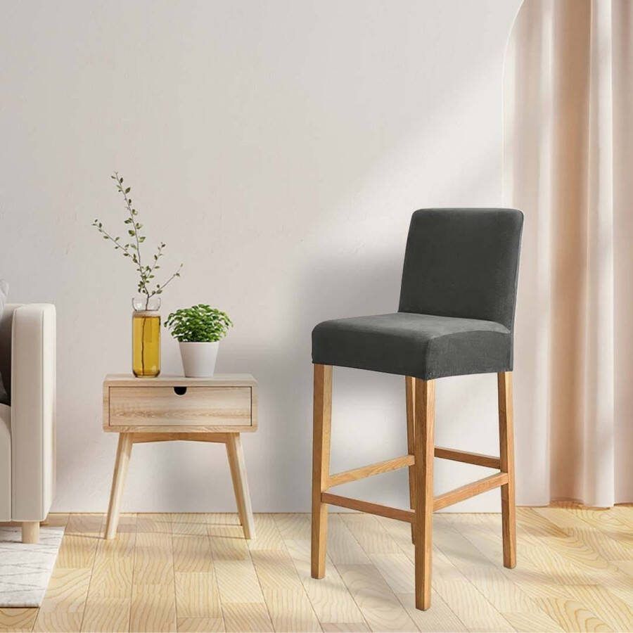 BankhoesDiscounter Velvet Barstoel Hoes – Barkruk Hoes – Grijs – Barstoel – Barkruk Beschermer – Hoes Voor Barstoel - Foto 2