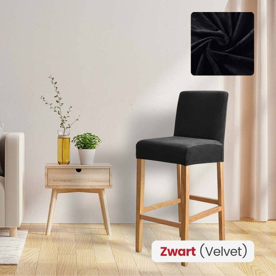 BankhoesDiscounter Velvet Barstoel Hoes – Barkruk Hoes – Zwart – Barstoel – Barkruk Beschermer – Hoes Voor Barstoel