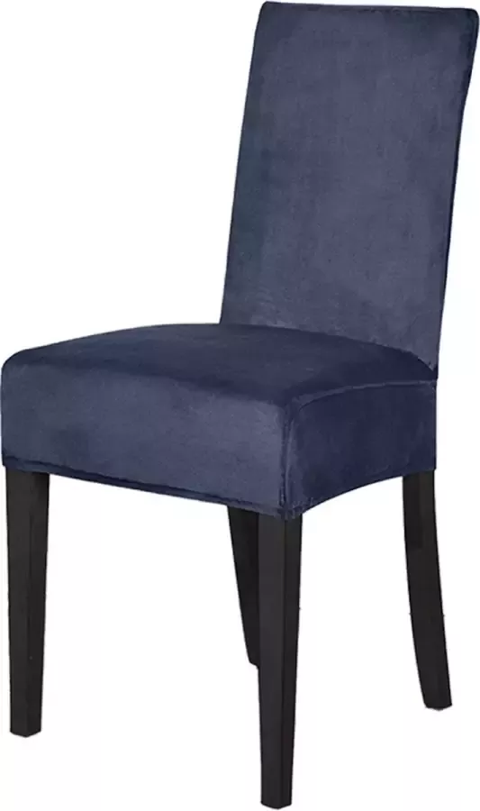 BankhoesDiscounter Velvet Stoelhoes – Donkerblauw – Eetkamer Stoelhoezen – Stoelhoezen Eetkamerstoelen – Stoelhoezen Stretch