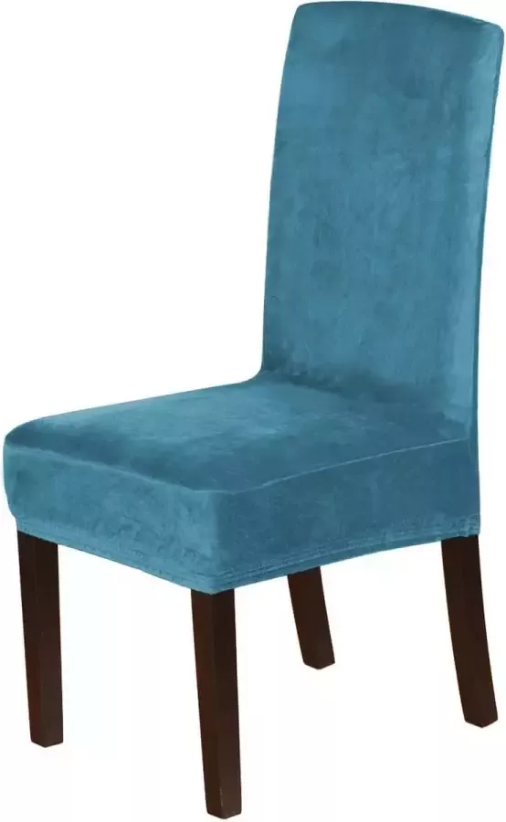 BankhoesDiscounter Velvet Stoelhoes Maat L Zeeblauw Hoes voor eetkamer stoelen Stoelhoezen eetkamerstoelen