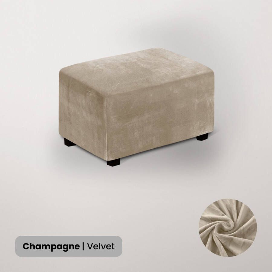 BankhoesDiscounter Velvet Hocker Hoes – Hocker Poef – Maat XL – Champagne – Poef Hoes – Hoekbank Met Hocker – Hoes Voor Poef