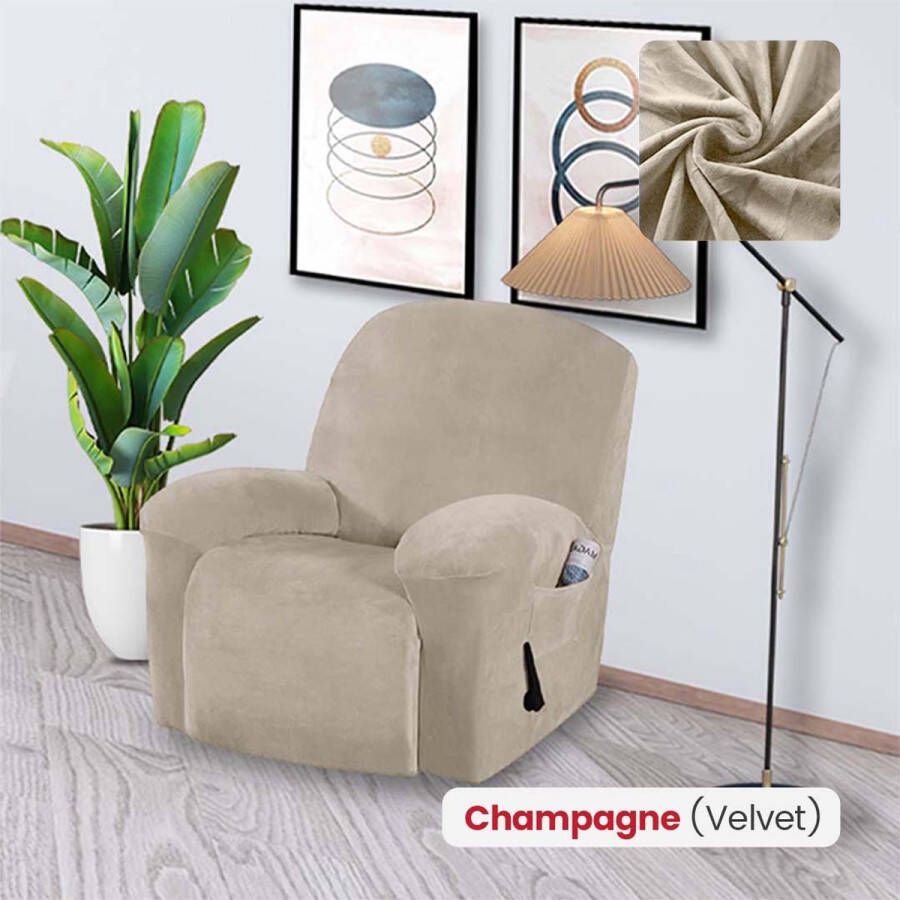 BankhoesDiscounter Velvet Recliner Fauteuil Hoes – Relaxzetel – M1 (60-95cm) – Champagne – Relax Sofa Hoes – Bank Beschermer – Zetel hoes