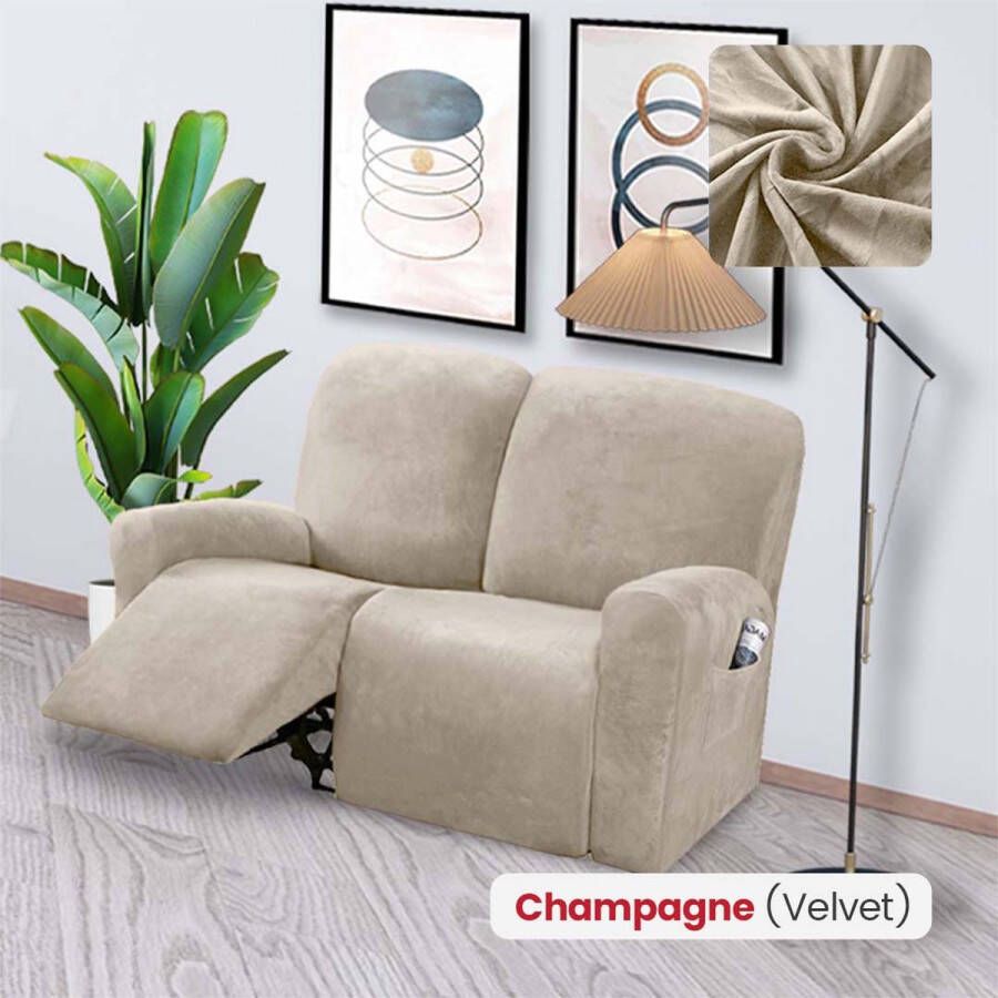 BankhoesDiscounter Velvet Recliner Fauteuil Hoes – Relaxzetel – Relax Sofa Hoes – Bankbeschermer – Zetel Hoes Sofa Cover M2 (122-165cm) Champagne